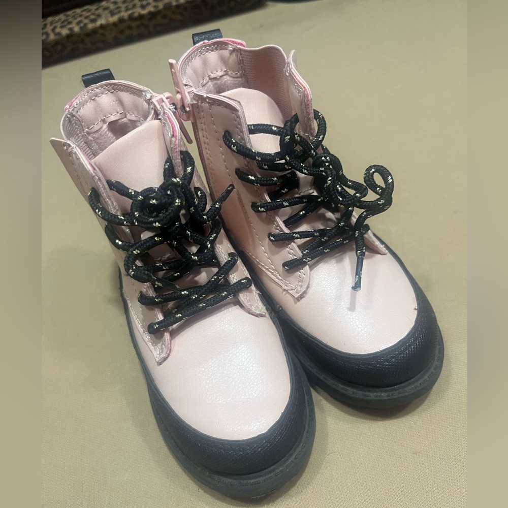 Carters Pastel Pink Toddler Boots- Zip up and Ties
